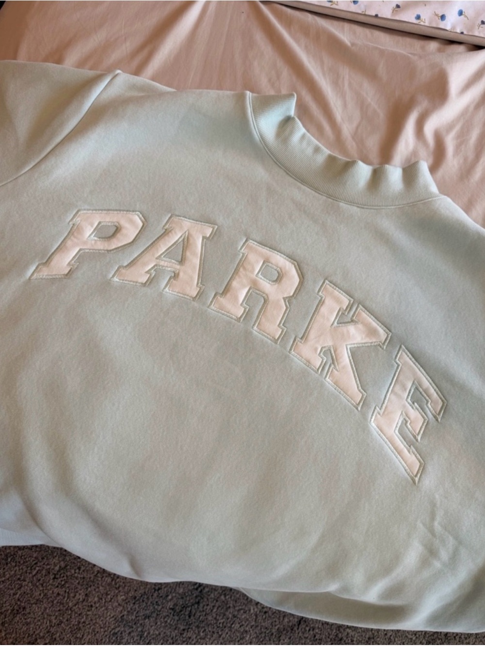 Parke Light Blue mock Sweatshirt with White Logo size L/XL - Picture 2 of 3